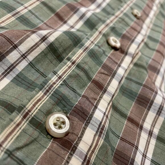 Carhartt Men's Large Green Brown Plaid Short Sleeve Button Down Shirt - GUC - Picture 6 of 10